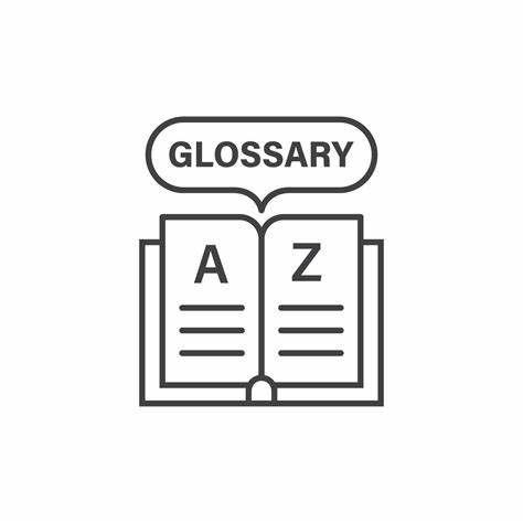 Icon of an open book labeled GLOSSARY, representing quick, plain-English definitions for common cryptocurrency terms and acronyms.